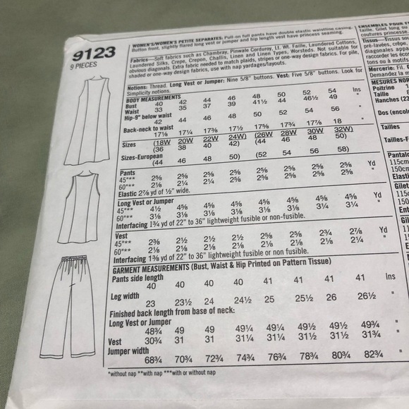 Vintage Simplicity 9123 pattern - vest- duster- pull up pants- button up jumper. - Picture 8 of 9